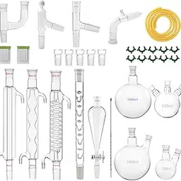 Chemistry Glassware Set - 32PCS Laboratory Glassware Kit with 24/40 Joint 1000ml Essential Oil Lab Distillation Apparatus Kit-picture-31