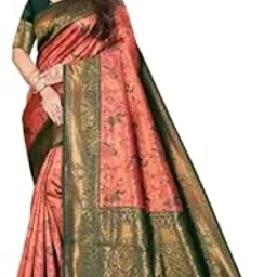 blue wish Women's Kanjivaram Soft Semi Silk Banarasi Sarees With Blouse Piece-picture-21