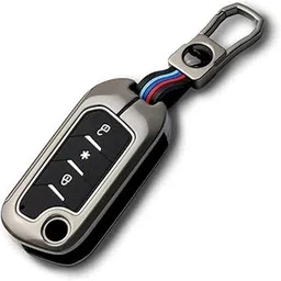 key shield Metal Alloy Key Cover Compatible For Mahindra Scorpio | XUV 300 | Marazzo | XUV 700 | XUV 400 EV | Bolero | Thar | Tuv 3 Button Flip Key,Silver-picture-51