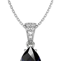 clara 925 Sterling Silver Royal Blue Tear Drop Pendant Earring Chain Jewellery Set | Rhodium Plated, Swiss Zirconia | Gift for Women & Girls-picture-14