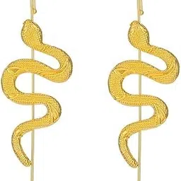 1 Pair Snake Crawler Pin Earrings- Fancy Snake Ear Hook Clip Punk Earring | Boho Ear Crawler Earrings with Snake Design-image-58