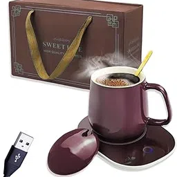 Drumstone { 12 Years Warranty Limited ) Cup Warmer with Mug Set Coffee Mug Warmer, Coffee Warmer, Beverage Warmer with Candle Warmer Plate Auto On/Off Gravity-Induction Water, Milk, Tea(Purple)-image-50