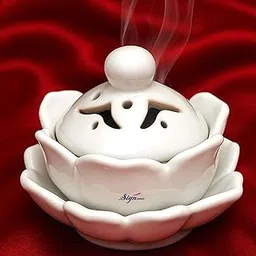 SIGNAMIO Sambrani Dhoop Stand - Ceramic Dhoop Holder for Pooja Room Decoration Items - Elegant and Durable Design - White-picture-24