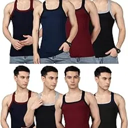 lux parker Men's Cotton Solid Gym Vest |Style- 1500 | Color May Vary | Pack of 8-picture-38