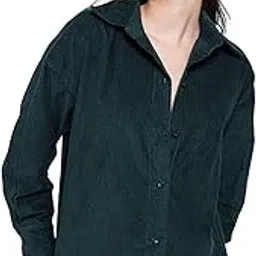 lounge dreams Green Oversized Corduroy Shirt-picture-32