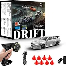 RC Drift Car for Kids, 1/43 Scale Full Proportional Mini Car for Kids, Boys, Girls,Teens, Silver-picture-25