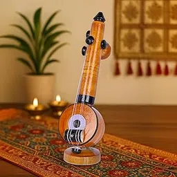 HEENA HOME DECOR Handmade Wooden Veena Showpiece 24 cm | Miniature Musical Instrument Model | Decorative Ethnic Handicraft for Home Décor, Office Table & Gifting image 1
