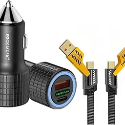 Jaxter 55W Fast Car Charger Adapter with Dual Output. Quick Charge, Type C PD 30W & Qualcomm Certified 3.0 20W (55W Car + 65W Cable)-picture-60