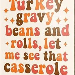 Thanksgiving Decorations Hanging Sign, Autumn Fall Decor Wooden Wall Sign Thanksgiving Decorations, Turkey Gravy Beans and Rolls-image-8