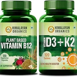 Himalayan Organics Plant Based Vitamin B-12-120 Veg Capsules & Vitamin D3 400 IU + Vitamin K2 as Mk7-120 Veg Tablets | Boost Energy Level | Bone & Heart Health-picture-19