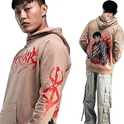 Gut's Flame Oversized Hoodie | Berserk Anime Merch | 320 GSM Premium Cotton | Beige Full-Sleeve Hoodie for Men Women | Stylish Streetwear with Iconic Design-image-85