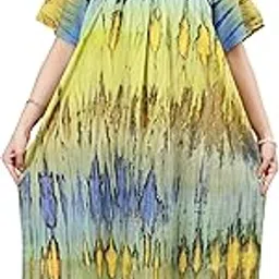 balance collection Women’s Plus Size Cotton Maxi Nighty | Full Ghera Kaftan Style Nightwear Gown | Tie-Dye Printed Sleepwear Dress | Available in 2XL, 3XL, 4XL-picture-18