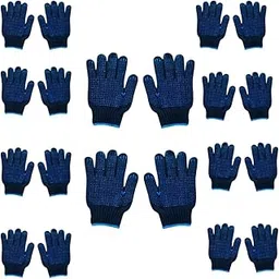 Cotton Plain Winter/Normal Use Hand Gloves Reusable Washable Knitted Cotton Hand Gloves Unisex - Comfortable & Durable | Multi-Purpose Use for Cleaning, Gardening & Driving Dotted Gloves (Pack Of 10)-picture-12
