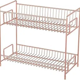 Kiwilon Metallic 2-Layer Storage Shelf - Rose Gold | Multi-Purpose and Durable Organizer Rack For Bathroom & Kitchen | Sturdy and Elegant | Cosmetics Storage-picture-12