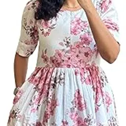 da desi art Women's Rayon Floral Printed Midi Dress Short One Piece | Casual Wear-picture-21