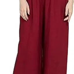 Women's Loose Fit Rayon Palazzo (WOMEN PALAZZO_Maroon_XL)-picture-31