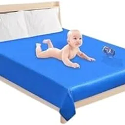 Hygienic PVC Bed Sheet for Kids and Family Beds Blue Free Size-picture-27