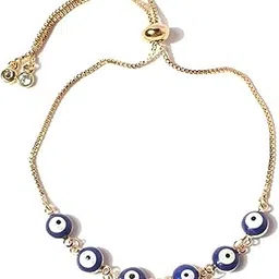 young & forever Gift Eye-Catchy 18k Gold Filled Stainless Steel Blue Evil Eye Gold Plated Kabbalah Bracelet for Women and Girls-picture-29