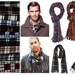 w+ Unisex Checkered Fleece Muffler Cum Scarf (Red, Free Size)-picture-30