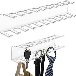 Parkshit Sublimation Clear Acrylic Wall Mounted Tie Extending Closet Tie and Belt Organization Storage Rack Holder (1 Pc)-picture-15