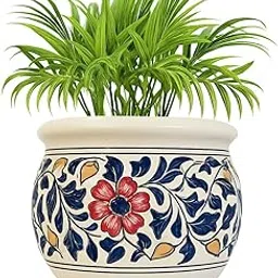 Niyara Large Designer Ceramic Planter Pot | Indoor & Outdoor Use | Perfect for Home, Garden, Office & Balcony Décor (8 inches) (Blue Handi)-picture-52