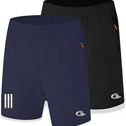 CBlue Men's Outdoor Quick Dry Lightweight Sports Shorts with 2 Zipper Pockets, Breathable Hiking Running Gym Workout Athletic Shorts Combo of 2-picture-12