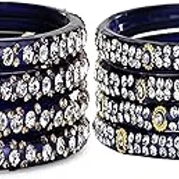 Traditional Glass Bangles Set for Women | Elegant Bridal & Wedding Chudi | Stylish Party, Festival & Jewelry | Combo of 2 | Blue, Blue-image-42
