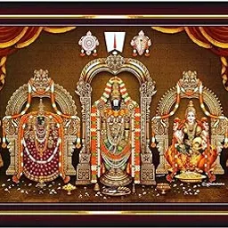 Pavan Photo Laminations Balaji Lakshmi Padmavati Venkateshwara Swamy Wall Painting Framed Home Decor (Wood,Matte,Brown,Small Size,6 x 8 Inch) B539S-picture-23