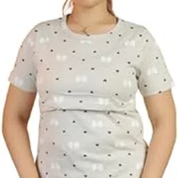 jammies haven Grey Feeding T-Shirt for Mothers – Zipless Breastfeeding Cotton Tee, Maternity T-Shirt for Pregnancy & Postpartum Wear | ILT01-picture-35