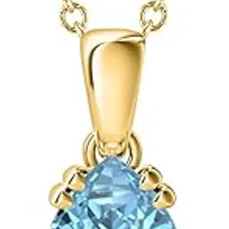 5x7mm to 10x12mm Pear Cut Aquamarine 14k Gold Over .925 Sterling Silver Double Prongs Pendant Necklace Valentine's Days for Women's-image-4