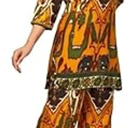 sworny fashion Multicolor 3/4 Sleeve V Neck Floral Tunic and Palazzo Cotton Co-ord Set for Women-picture-24