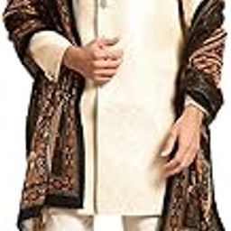 kisah Men's White Kurta Indo-Western Sherwani Set Indo-Western, Full Sleaves, Knee Length, Straight, Regular Fit, Mandarin Collar Ethnic wear-picture-8