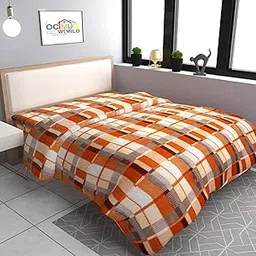 MORADO Single Bed Woolen Fabric Checkered Design Quilt Cover/Duvet Cover/Rajai Cover/Blanket Cover for Winter (70X90 Inches, Orange)-image-12