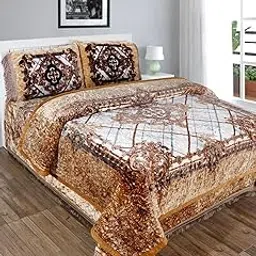 ELSTONE Home Bridal Korean Wedding Bedding Set | Cloudy 4 Piece Blanket Set - 1 Blanket with 1 Bedsheet and 2 Pillow Covers Special for Newly Married Couple with Fancy Bag Packaging Multi#2-picture-25