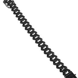 Men's The Bijou-Curb Chain Bracelet For Casual Wear | Onyx Black Colour | Alloy Material | Magnetic Closure | Artificial Stone Chain | Fashion Bracelet For Man & Boys-image-7