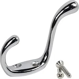 Hanger Hook Aelishq Heavy Duty Decorative Dual Coat Hanger Hook Chrome Finish, Pack of 1 | Door Wall Huk for Hanging Cloth/Shirt/Dress/Key/Towel/Pot | for Room Bathroom Kitchen - Home Decor-picture-15