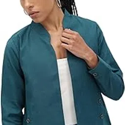 cottinfab Green Solid Lightweight Open Front Jacket-picture-17