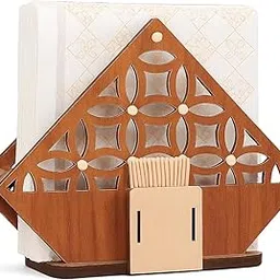 Premium Wooden Napkin Holder with Toothpick Stand | 2-in-1 Table Organizer for Dining, Kitchen & Restaurants | Decorative Wooden Tissue Holder for Home Décor & Dining Table Accessories-picture-32