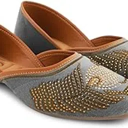 jm looks Women's Embroidered Designer Juttis Handcrafted Traditional Mojaris Punjabi Jutti for Ethnic & Wedding Festive Occasions-picture-19