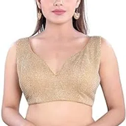 vamas Women's Polyester Padded Self Design Sleeveless Readymade Saree Blouse (X-967NS)-picture-21