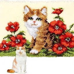 Latch Hook Kit Rug, Latch Hook Kits Cat with Pre-Printed Pattern for Adults and Kids 52X38cm/20.4 Inch X15 Inch-picture-50