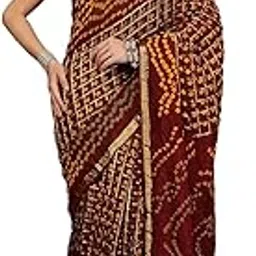 kishori Womens Bandhani Silk Bandhej Tie-Dye Zari Weaving Saree and Unstitched Blouse Piece (Maroon)-picture-50