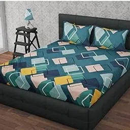 RRC Glace Cotton Elastic Fitted King Size Bedsheet 72x78 Inches with 2 Pillow Covers Fits Upto 8 Inch Mattress-picture-15