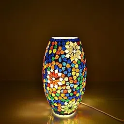 DECENT GLASS Barrel Shape Lamp Multi Color Beautiful Mosaic Table Lamp for Bed Side Handicrafted Glass Night Lamp-image-39