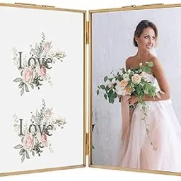 Art India Collections Double Glass Standing Photo Frame for Diwali Gifting, Free Standing Desk 5x7"-image-7