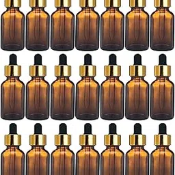 Amber Glass Bottle with Euro Dropper for Essential Oil, Fragrance,DIY Beauty care with Golden ring + Black Silicone Teat, Leak Proof, Reusable, Refillable. 10ML -Pack of 24-image-13