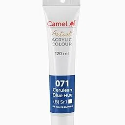 Camel Artist Acrylic Colour, 120 ml (INDIVIDUAL SHADES) (071 CERULEAN BLUE HUE)-picture-25