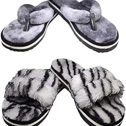 bhains ki ankh Combo Fur Slippers For Women Fuzzy Fur Slippers Girls Fluffy House Slides Outdoor and Indoor-picture-49
