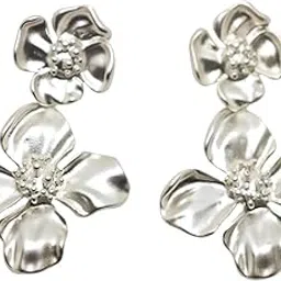 lalisa belle Silver Flower Earrings | Sweat Proof and Water Proof | 18k Plated Anti Tarnish Jewellery | All Occasion For Women And Girls-picture-24