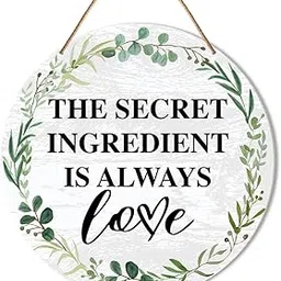 Kitchen Sign Decor for Wall, Kitchen Hanging Sign Decor Farmhouse Wall Decoration Wood Sign for Dining Room, Housewarming Kitchen Gift for Mom Family, The Secret Ingredient Is Always Love-picture-31
